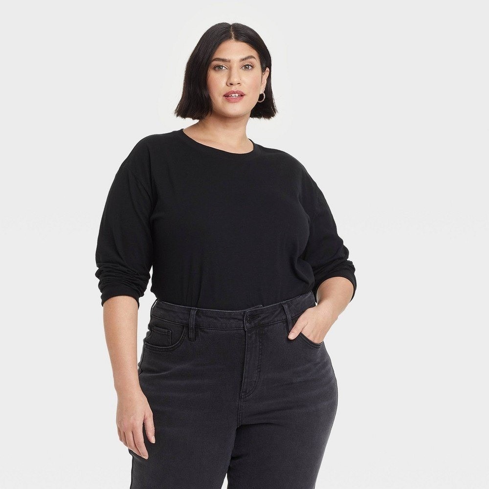 Ava Viv Womens Long Sleeve Crew Neck Relaxed Fit T-Shirt Top xxxl - Picture 3 of 5